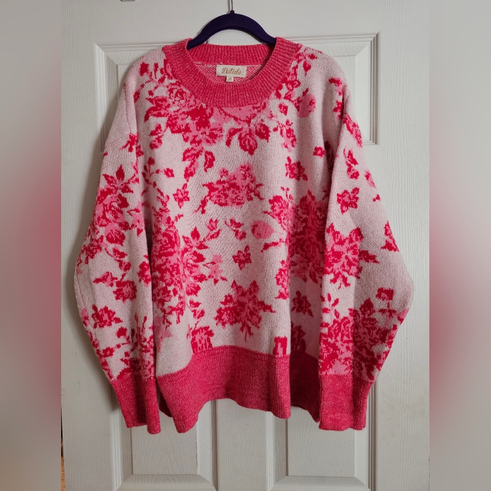 Hot Pink Floral Women's Sweater